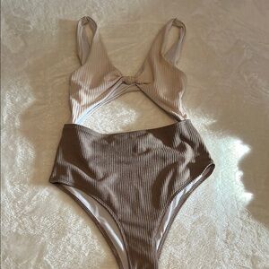 Two-Tone Ribbed Swimsuit